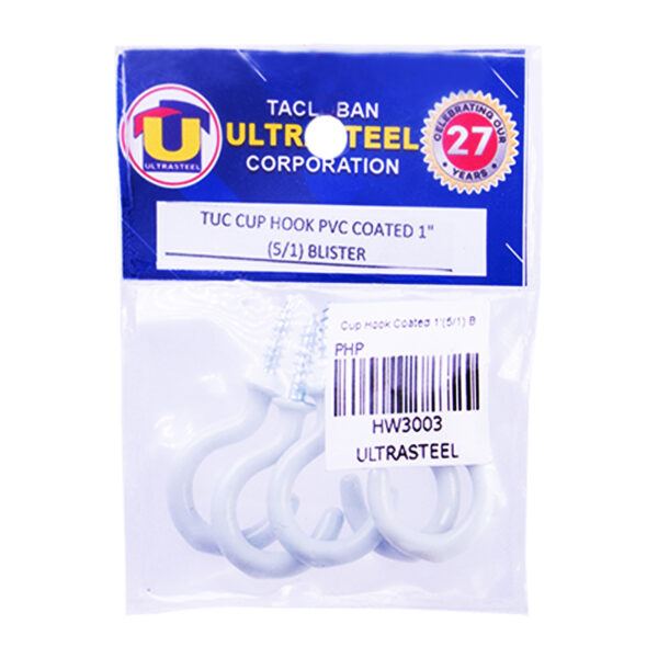 Cup Hook PVC Coated 1" (5/1) Blister