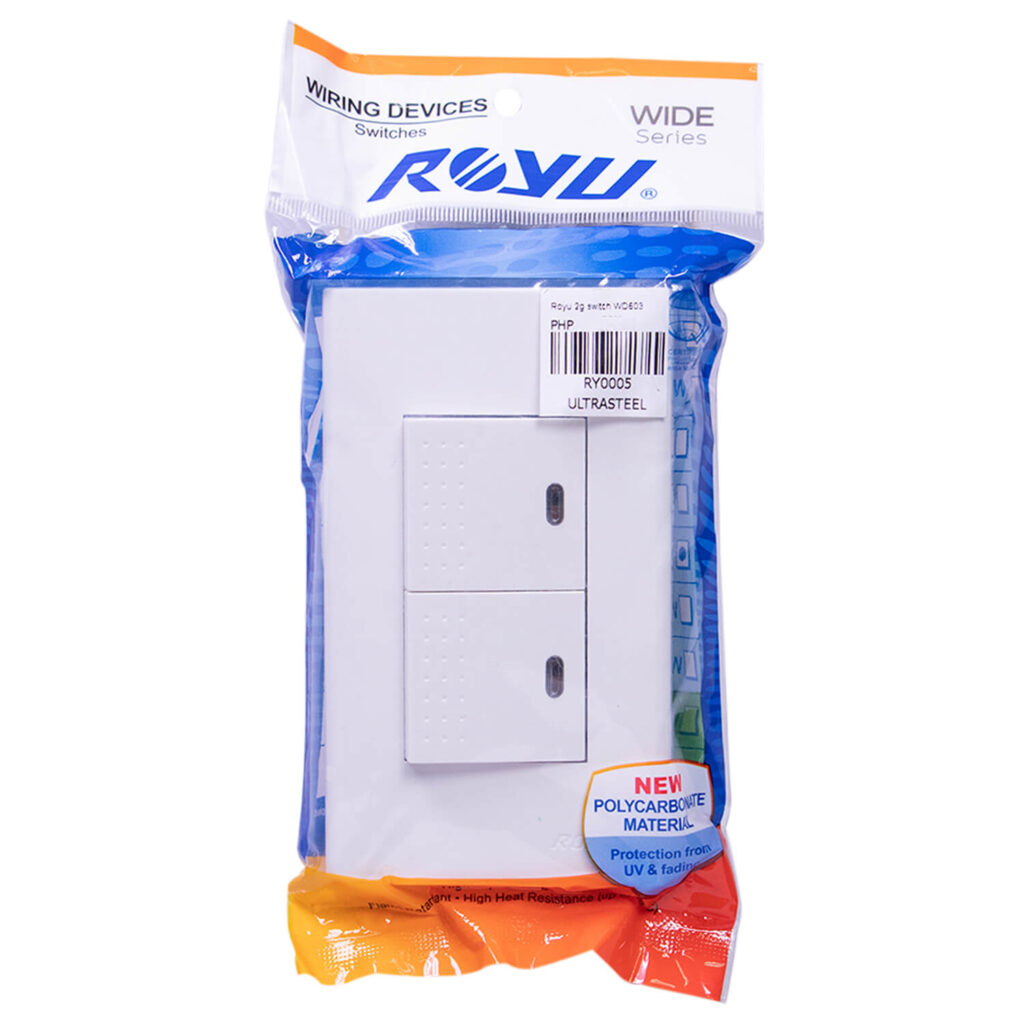 Royu Wide 2 Gang Switch With Led Set WD603 Tacloban Ultrasteel
