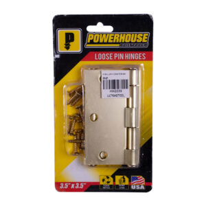 Powerhouse Brass Loosepin Hinge 3-1/2x3-1/2 Blister