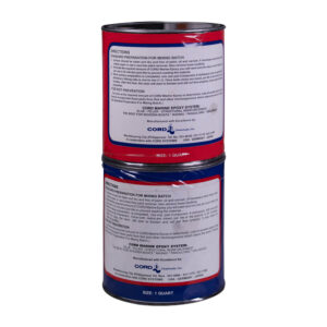 Product Description The first and the original marine epoxy in the country that is tried and trusted in boat building and repair. Product Benefits CORD Marine Epoxy provides almost permanent durability and high-impact strength preferred by boat owners and builders in the boatbuilding industry. The original marine epoxy in the country suited for its rough weather conditions and tough marine environments. Uses Excellent to use on bonding wooden joints and surfaces in the construction, repair and maintenance of wooden boats and other types of sea vessels. Technical Specifications SKU Sizes Gallon, Quart, Pint, 1/2Pint, 1/4Pint Handling Time 30-45 minutes Setting Time 7-8 hours Color Hazy grey Mixing Ratio 1A:1B Shelf Life 2 years