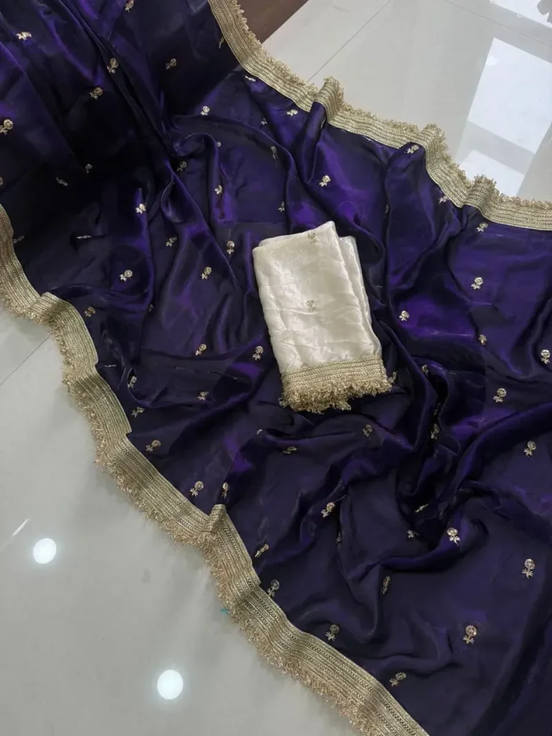 Navy Blue Fendy Space Silk Saree – Bollywood Glam Look in Minutes!