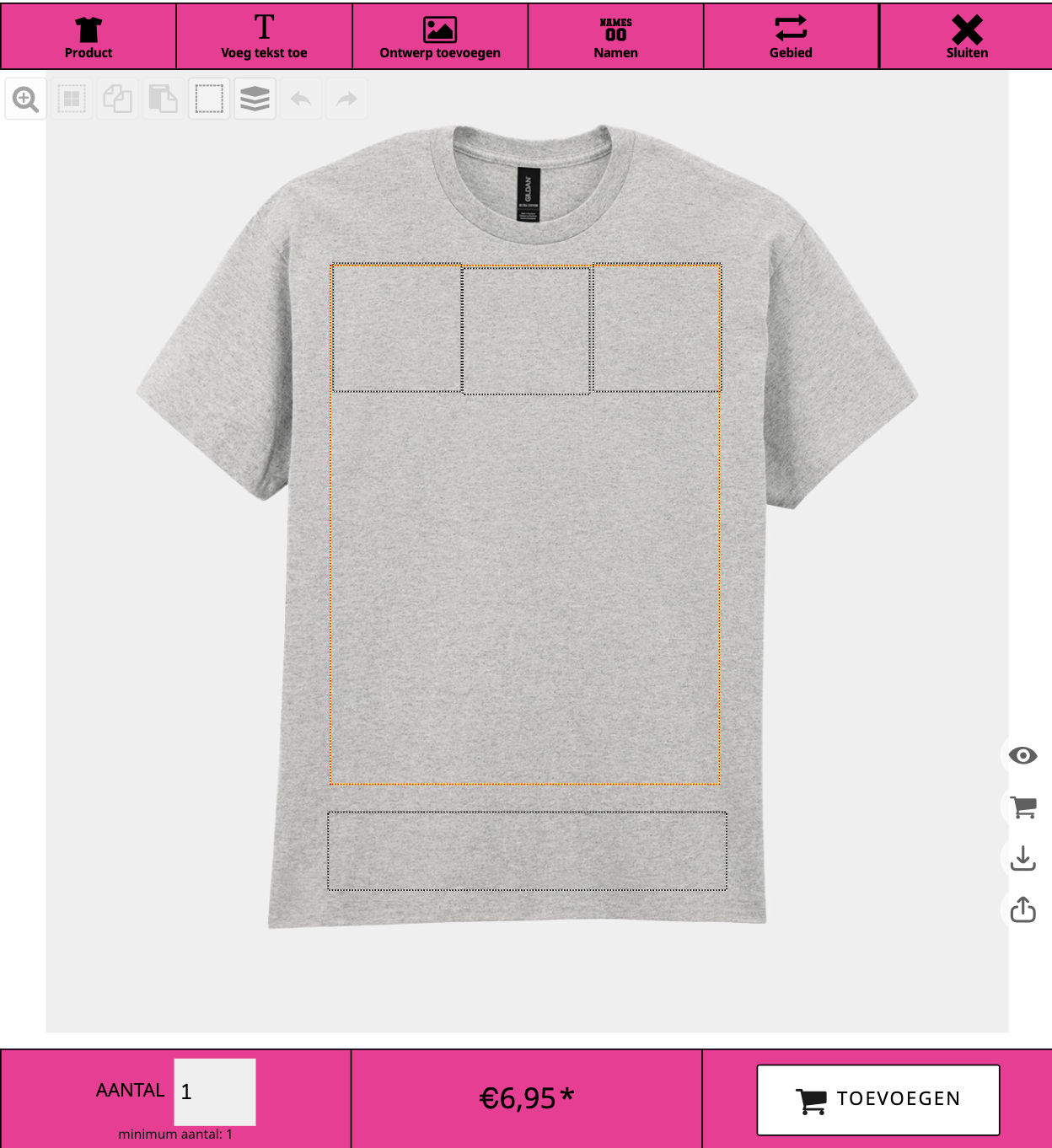 Voorbeeld van de online designertool