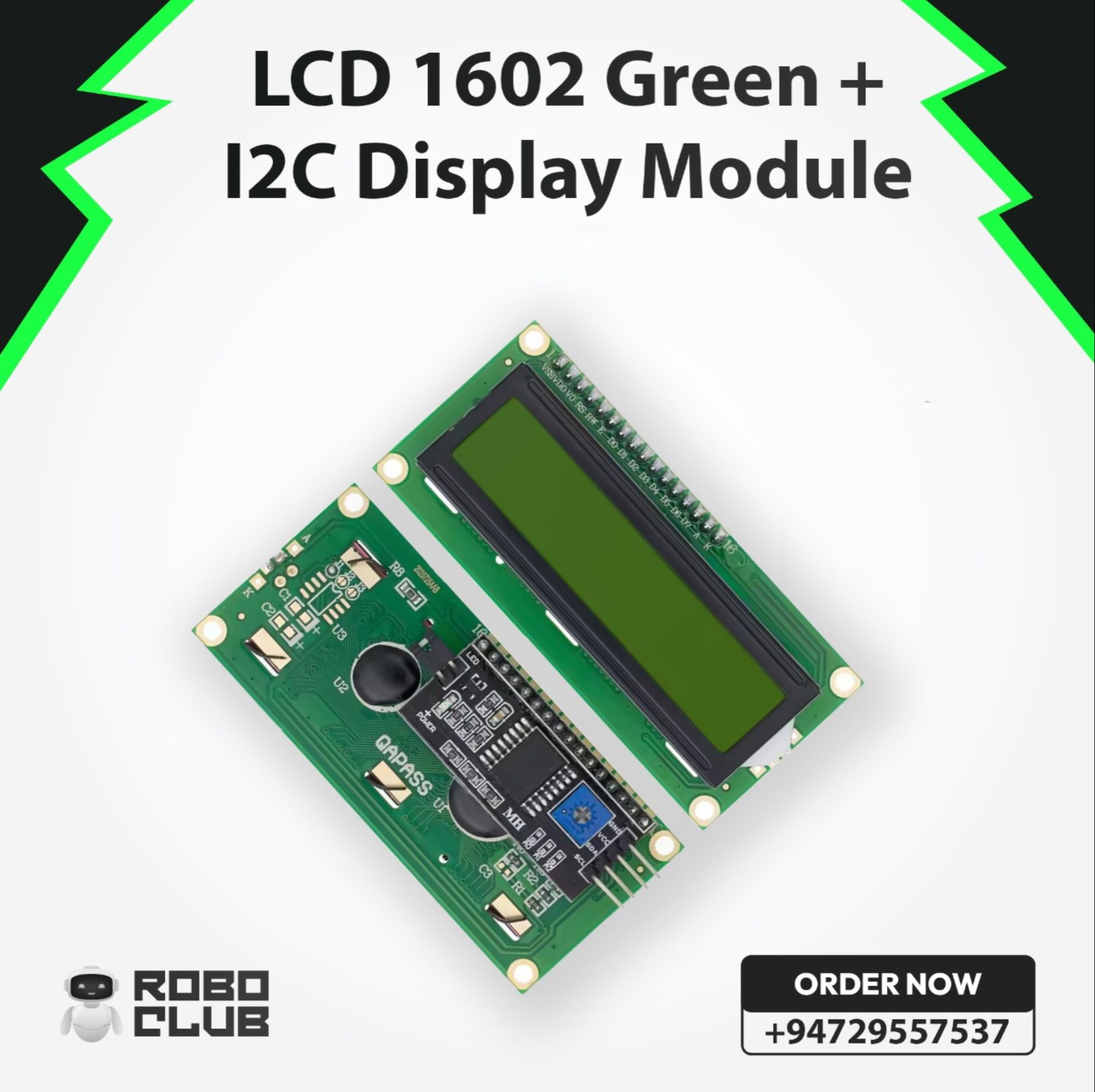 1602 LCD + I2C module Price in Sri Lanka | LKR 300 | Buy Online | RoboClub