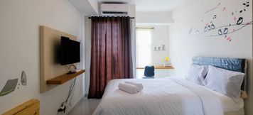 Bedroom 6 Studio Cozy Apartment at Akasa Pure Living BSD By Travelio