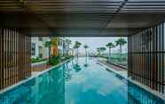 Swimming Pool 6 Comfy 1BR at Permata Hijau Suites Apartment with City View By Travelio