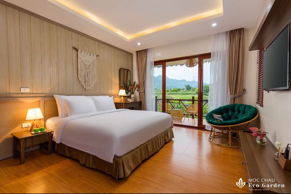 <em>Phòng ngủ tại </em> Mộc Châu Eco Garden Resort<em>- Khách sạn Mộc Châu</em>