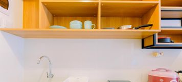 Common Space 3 Comfy Studio and Modern Look Tokyo Riverside PIK 2 Apartment By Travelio