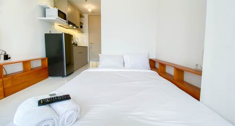 Bedroom 2 Studio Cozy Living Apartment at Tokyo Riverside PIK 2 By Travelio