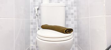 In-room Bathroom 3 Fully Furnished with Cozy Design Studio Apartment Tokyo Riverside PIK 2 By Travelio