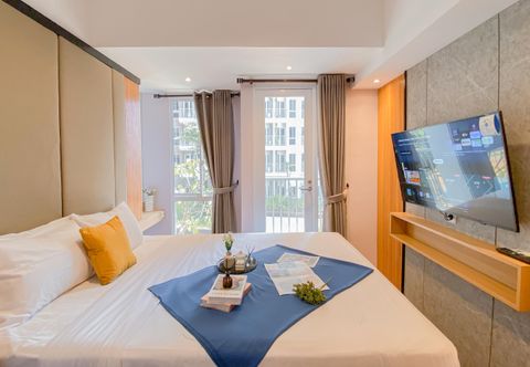 Phòng ngủ Stylish and Nice Studio Apartment at Tokyo Riverside PIK 2 By Travelio