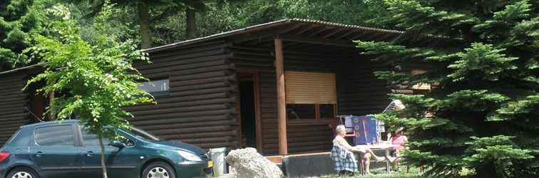 Exterior Tidy Furnished Wooden Chalet near Forest