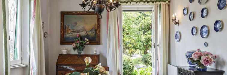 Lobby Villetta delle Rose con giardino a Rapallo