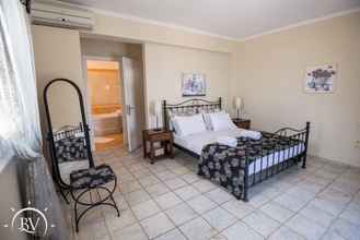 Bedroom 4 Villa Akrogiali Large Private Pool Walk to Beach Sea Views A C Wifi