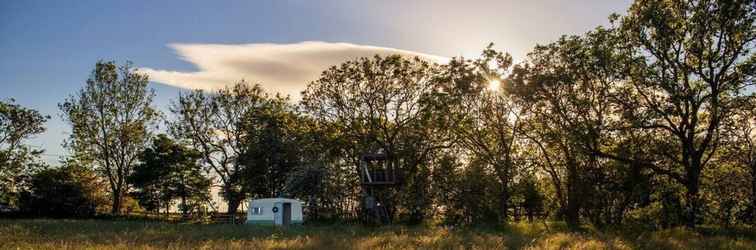 Exterior Private Glamping in a Vintage Caravan & Bell Tent