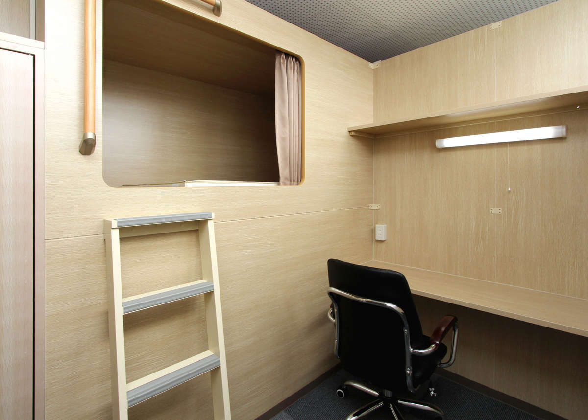 ห้องนอน 3 Capsule Hotel and Sauna Rifure