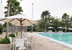 Swimming Pool 2 Modern and Comfy 2BR at Aeropolis Residence By Travelio