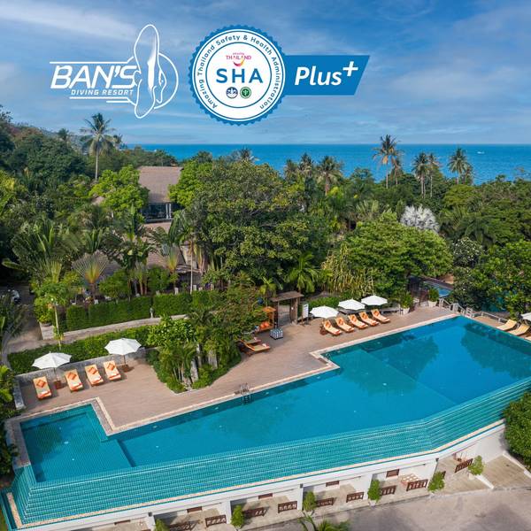 Ban's Diving Resort (SHA Plus+) is located on the famous Sairee Beach on Koh Tao, known for its stunning sunsets
