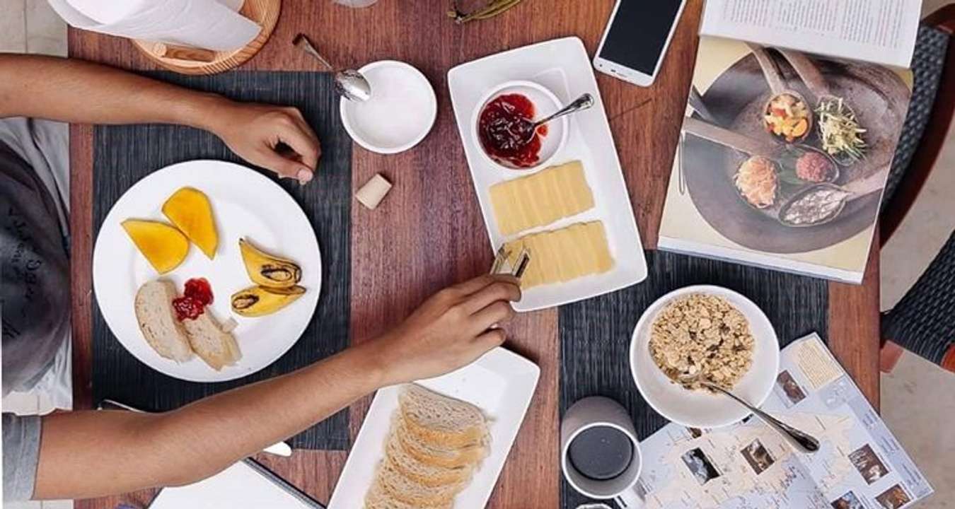 the hostel's breakfast spread