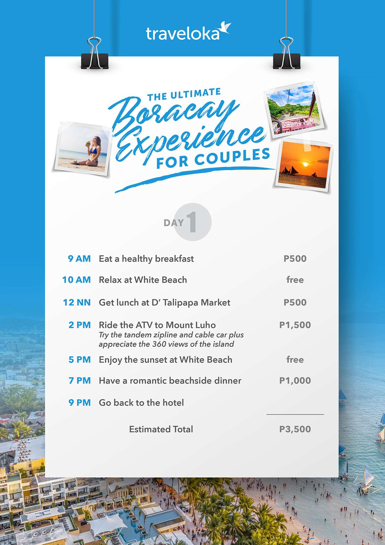 Day 1 Boracay Couple's Itinerary