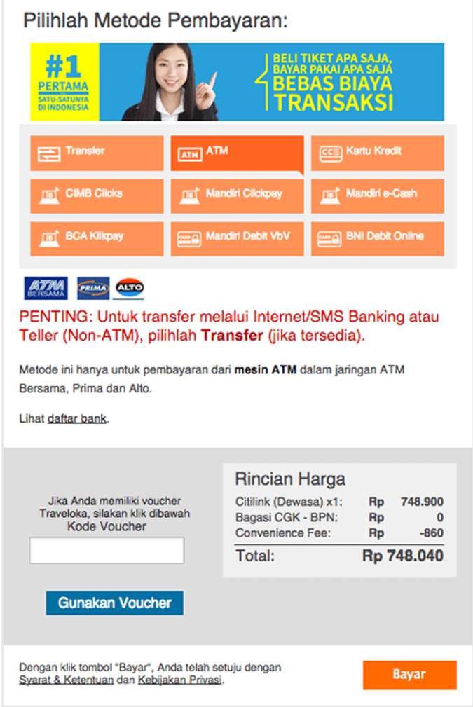 Cara bayar hotel traveloka via mandiri online