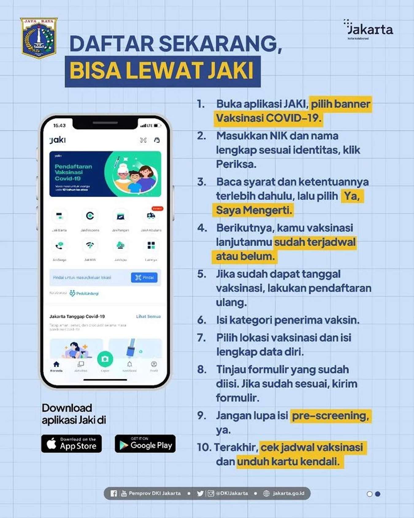 Daftar vaksin melalui JAKI