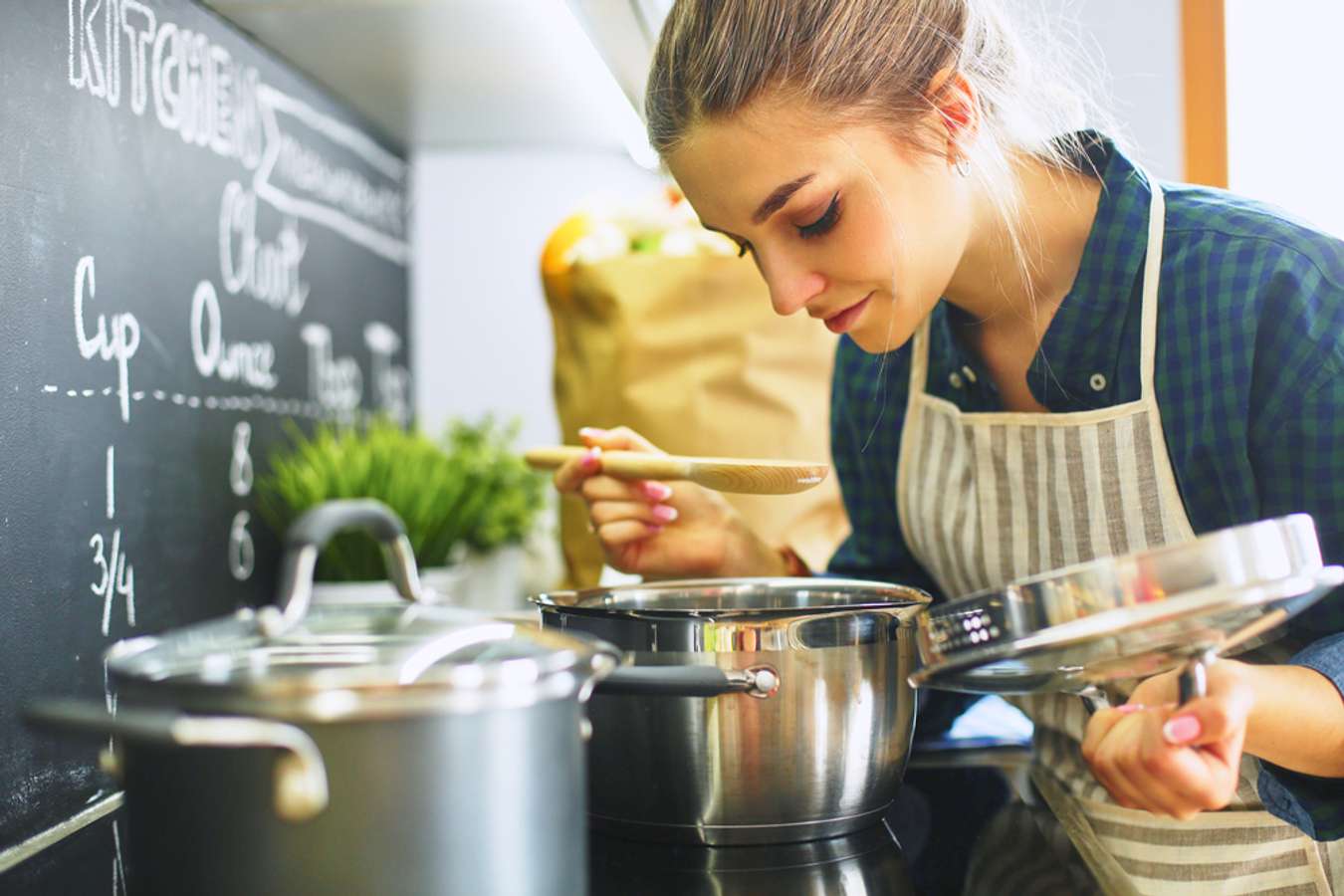 a woman cooking