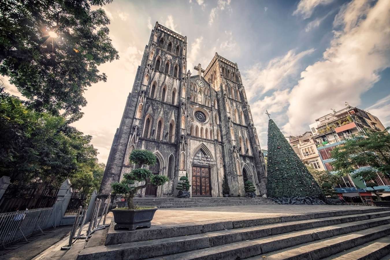 Hanoi Cathedral with unique European Gothic architecture 