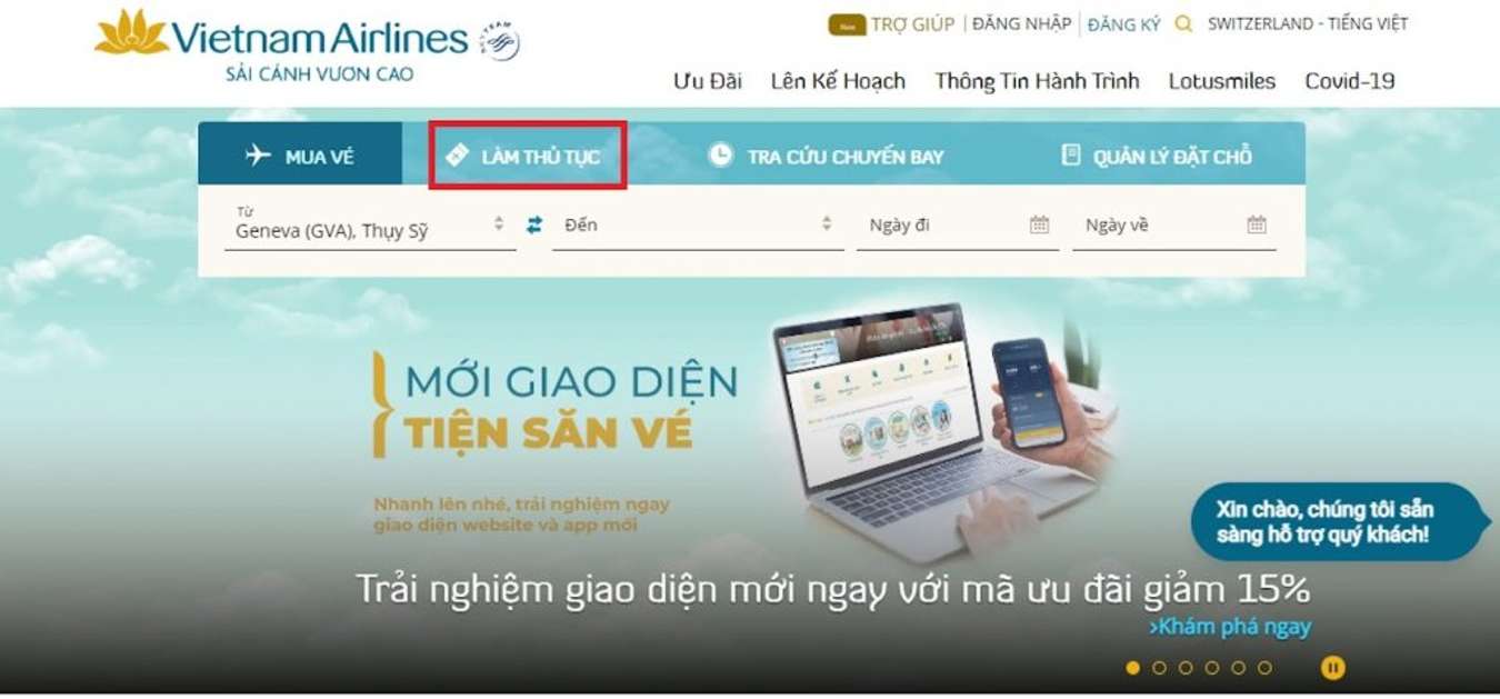 check in online Vietnam Airlines