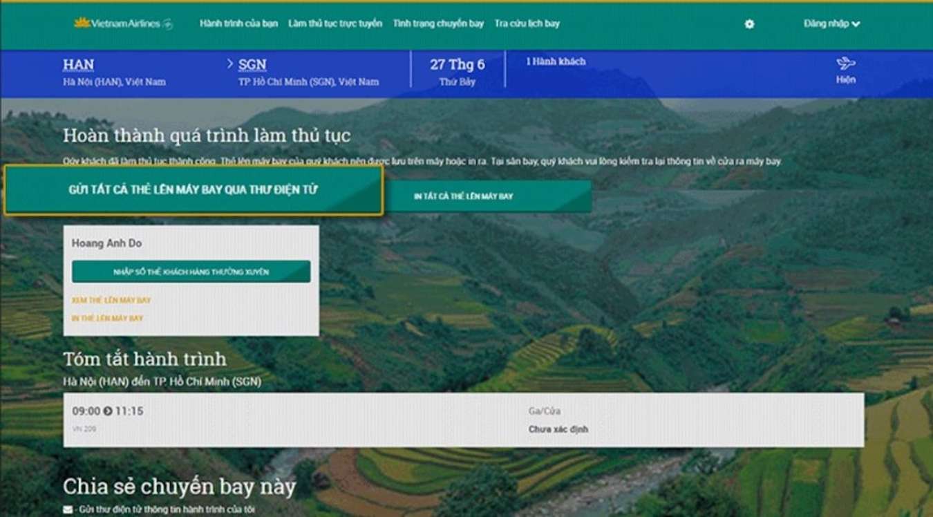 check in online Vietnam Airlines