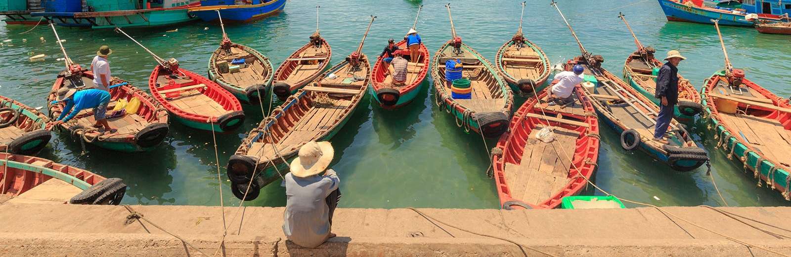 Làng chài Hàm Ninh có những hoạt động nào liên quan đến hải sản?
