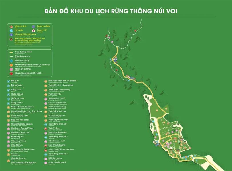 Bản đồ khu du lịch Rừng Thông Núi Voi. 