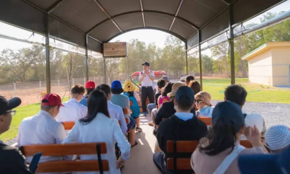 Di chuyển bằng xe bus và lắng nghe hướng dẫn viên thuyết trình
