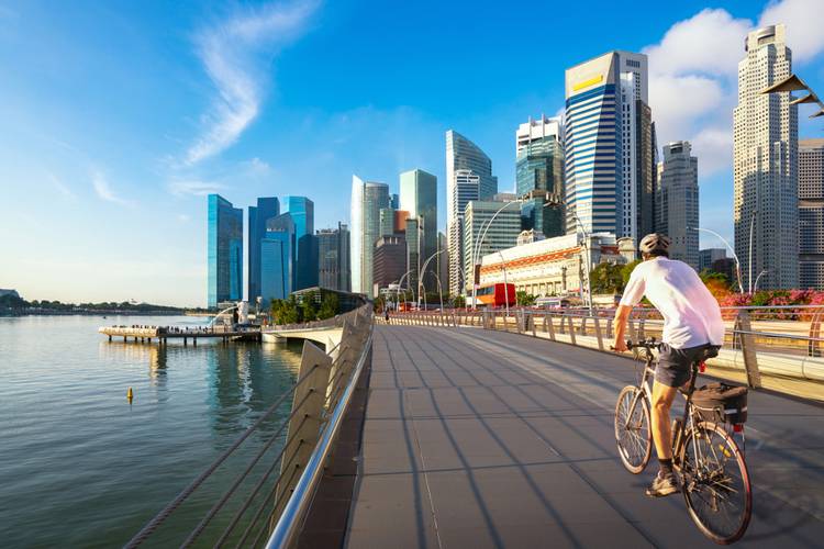 Bicycle sport in marina bay area, Singapore city