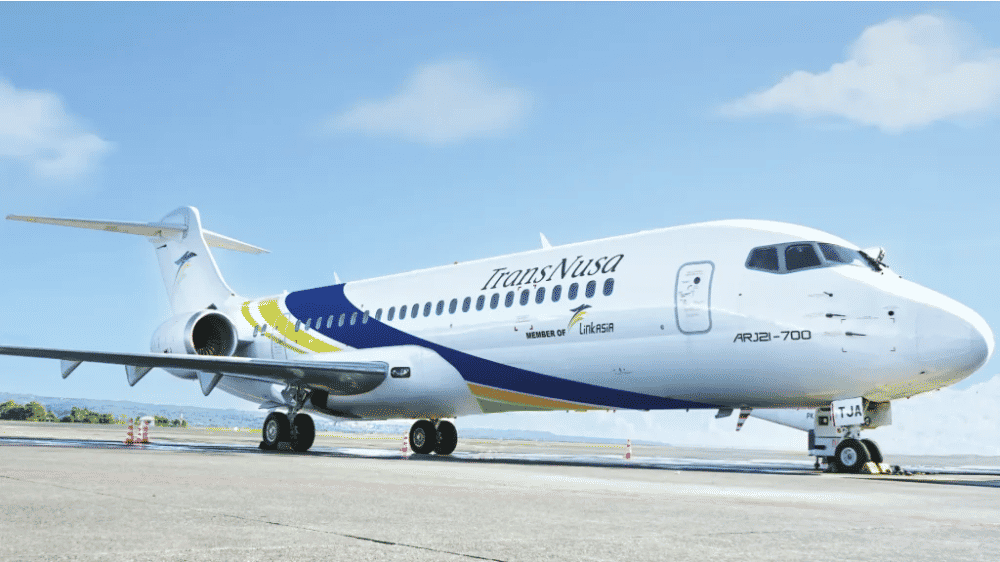A TransNusa plane on a runway