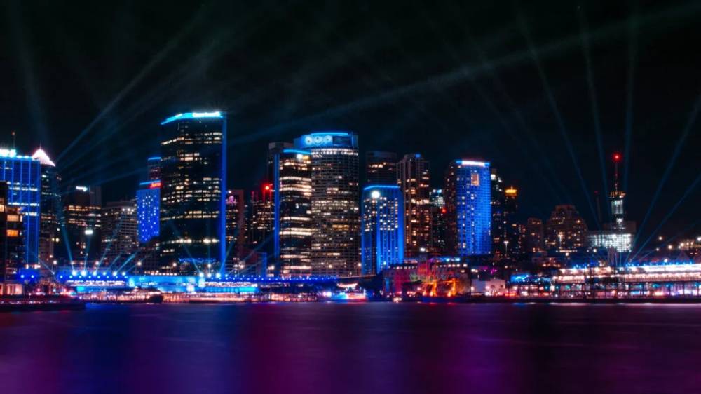 Sydney's skyline during Vivid Sydney