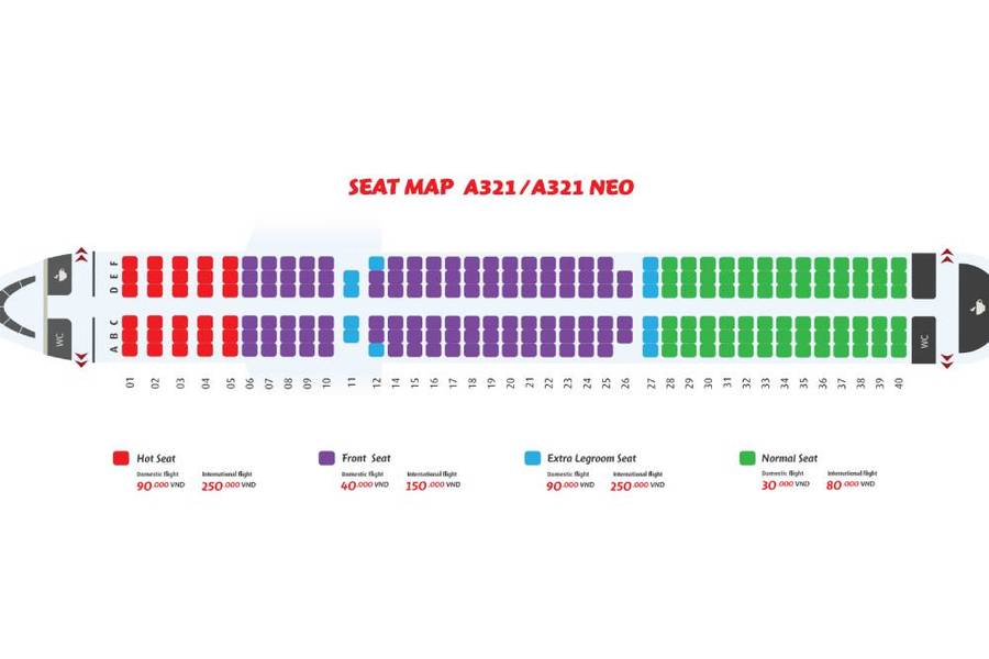 seat map Airbus A320 vietjet air