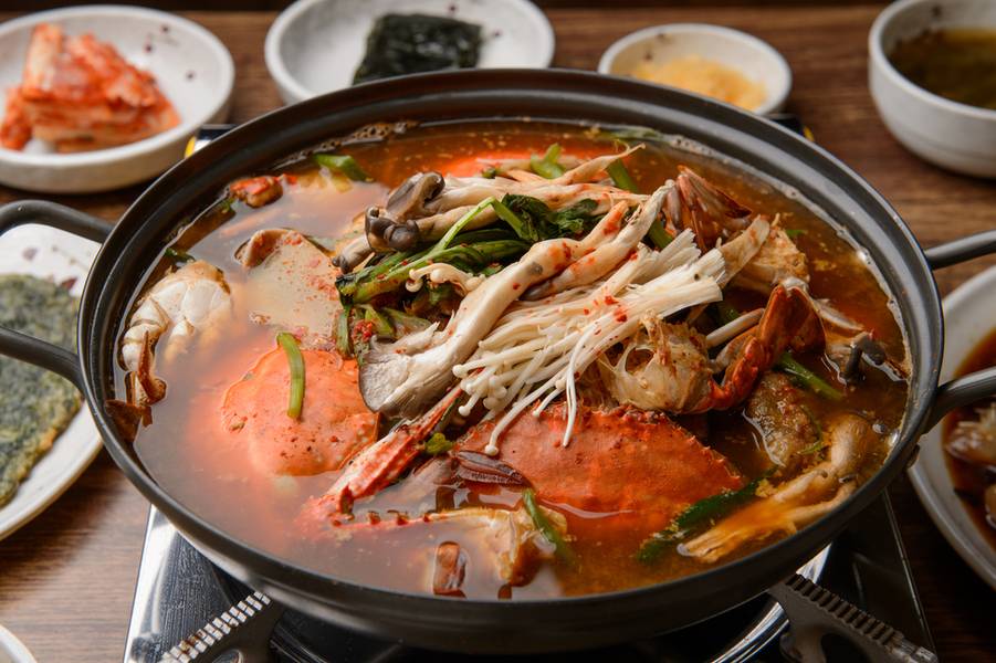 Korean traditional seafood stew crab