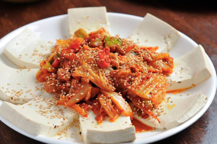 korean style Tofu and kimchi 