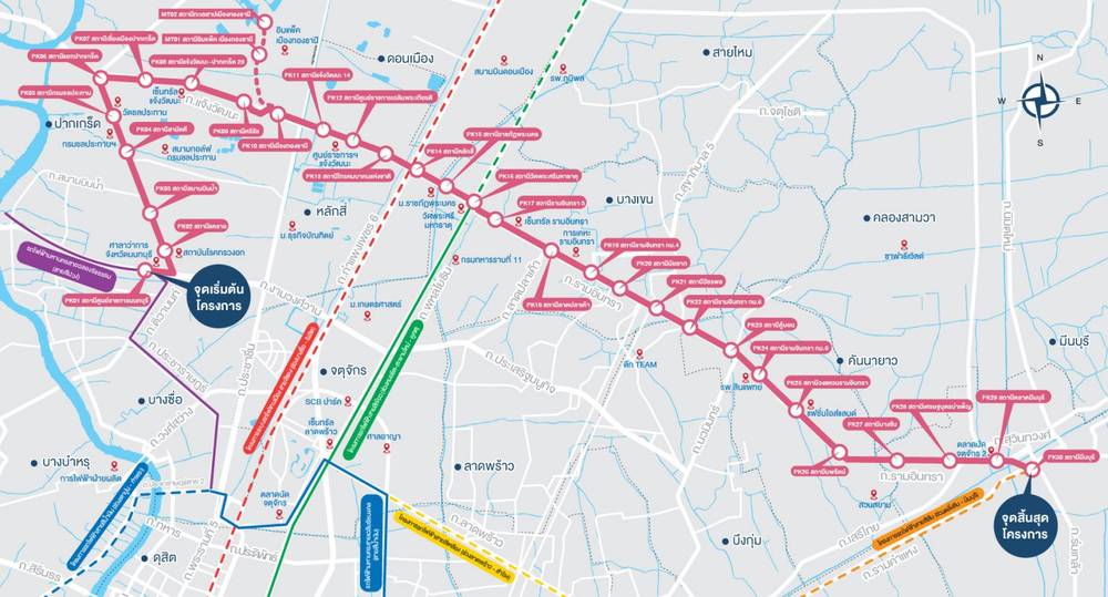 Traveloka Explore รถไฟฟ้ากรุงเทพมีกี่สาย แผนที่รถไฟฟ้า MRT สายสีชมพู
