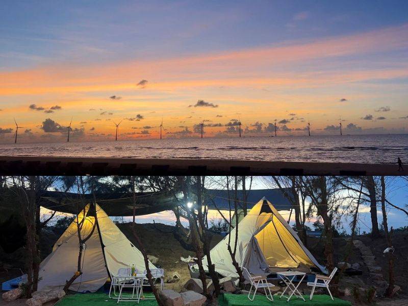 Khung cảnh bình yên, đơn sơ cùng view bình minh ló dạng tuyệt đẹp tại biển Ba Động.