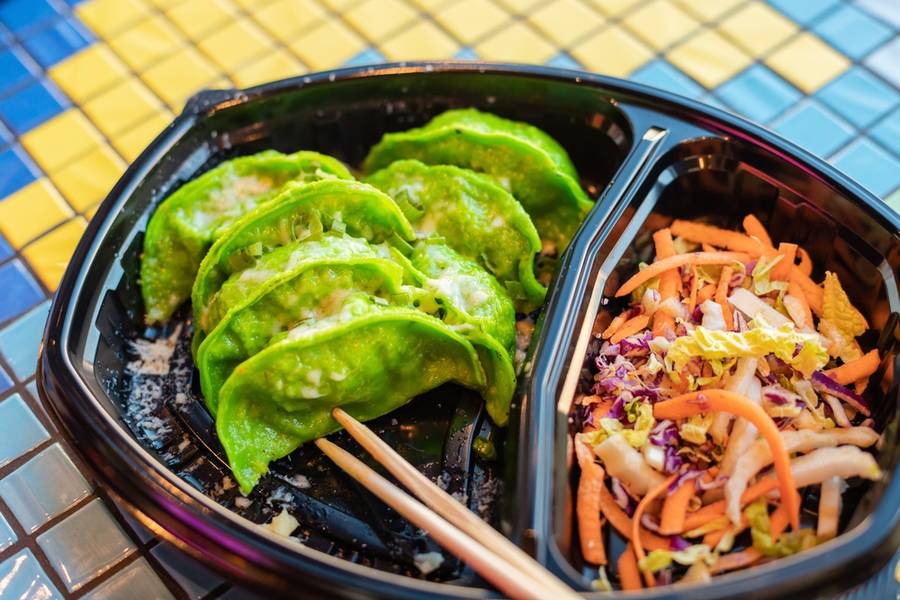 Green vegetarian or vegan food in traditional oriental cuisine