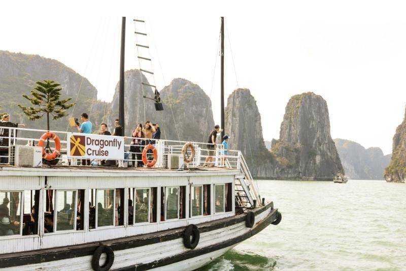 Dragonfly Cruise là chiếc tàu 5 sao Hạ Long mang phong cách thuyền gỗ truyền thống trong tour Hạ Long 1 ngày