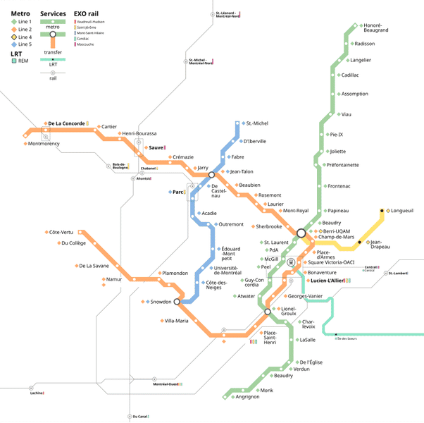 Peta Metro Montreal 2025