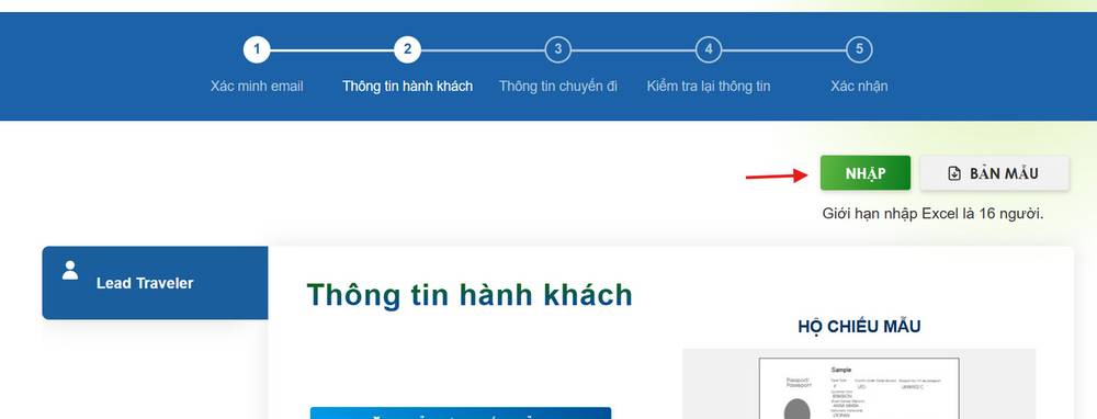 Xác minh thông tin theo nhóm bằng cách nhập file Excel khi khai báo Taiwan Arrival Card