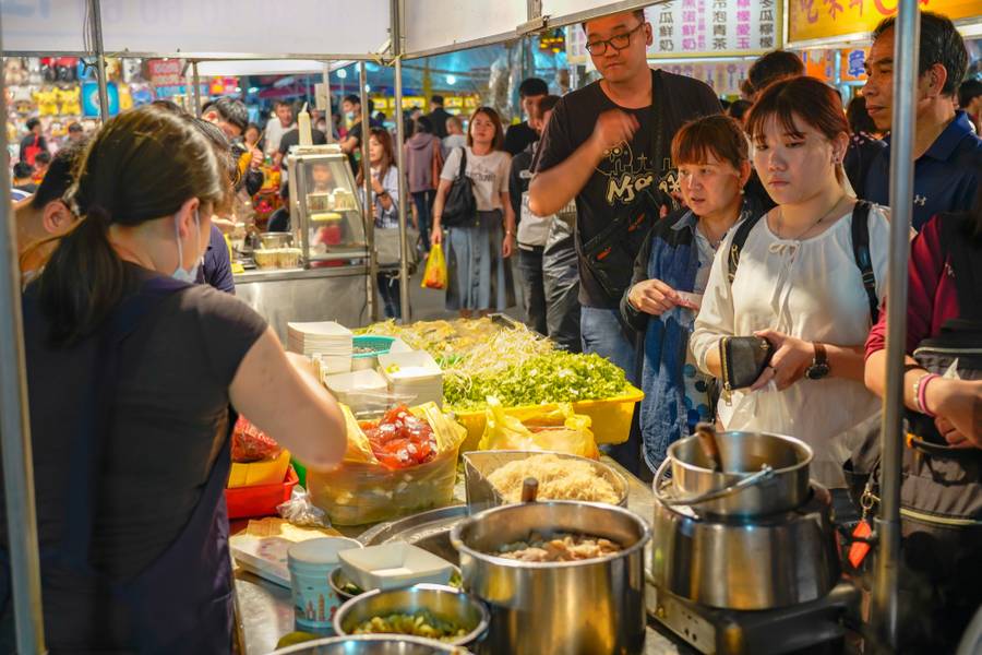 Tainan, Taiwan - April 13, 2019 : Tainan Flower Night Market or Garden Night Market, is a tourism night market in North District, Tainan, Taiwan.