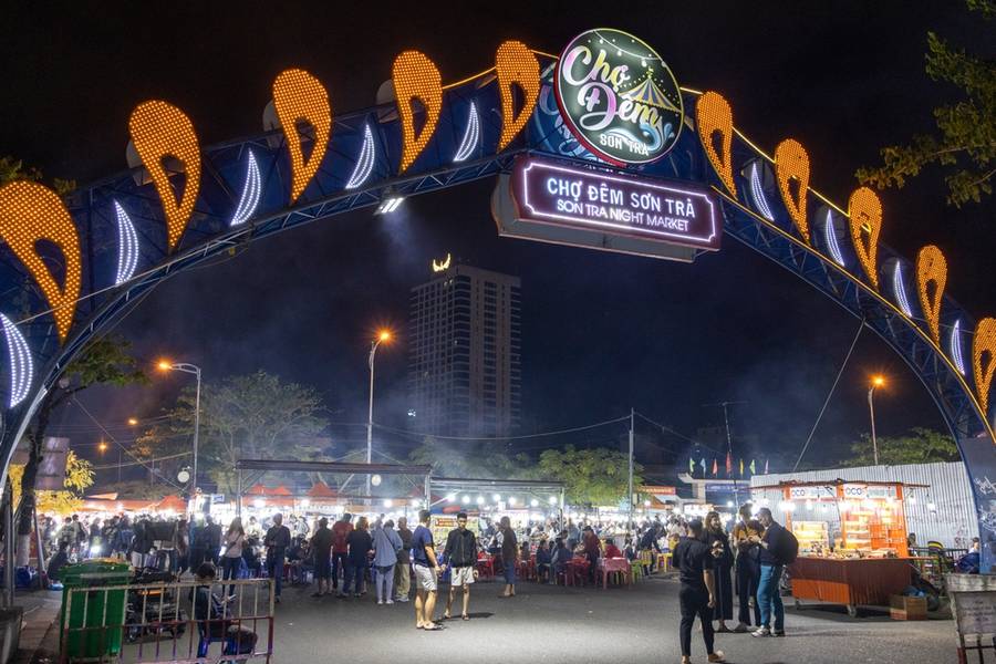 Entrance of Son Tra Night Market in Danang
