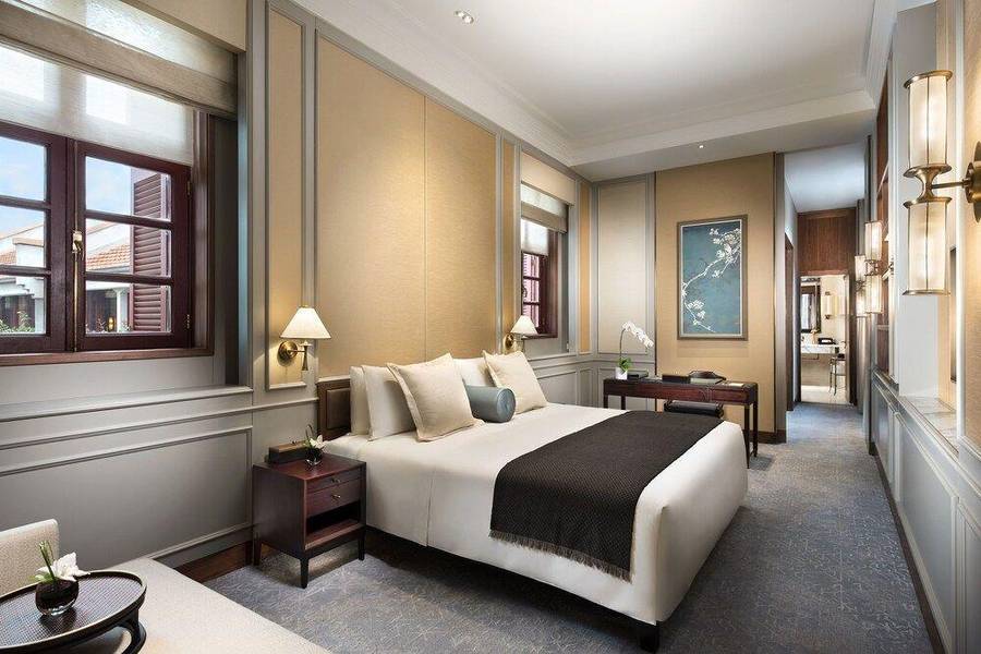Phòng nghỉ tại khách sạn Capella Shanghai, Jian Ye Li được chăm chút tỉ mỉ đến từng chi tiết decor. 