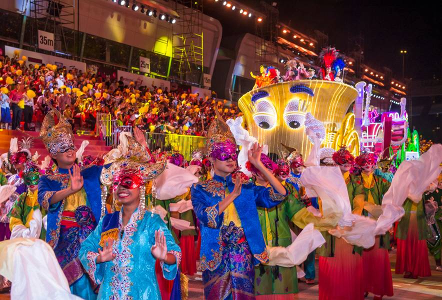 Participants in the Chingay parade in Singapore on February 24 2018. The Chingay is an annual street parade and it is part of the Chinese New Year festivities