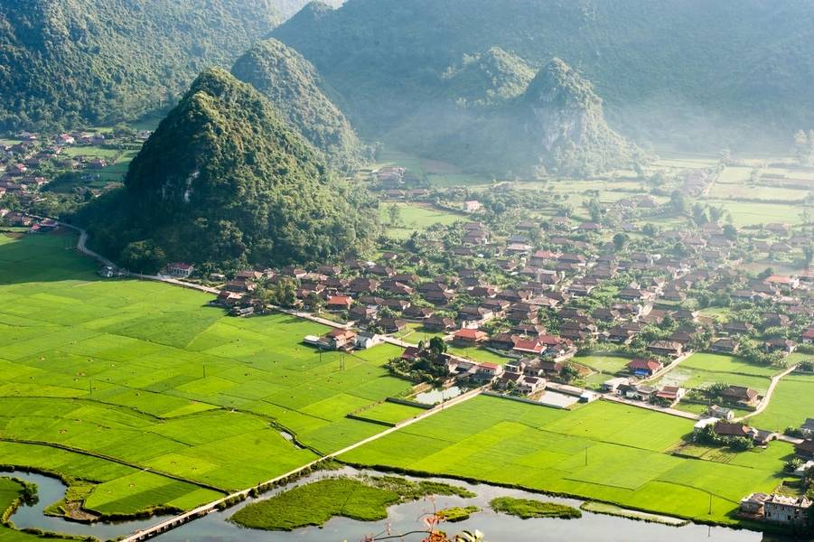 Làng du lịch cộng đồng Quỳnh Sơn nhìn từ trên cao.