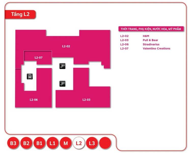Sơ đồ tầng L2 tại Vincom Center Đồng Khởi.